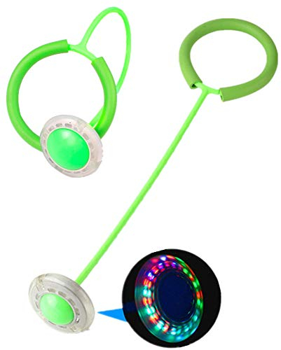 Tikwisdom LED Einzelbein Blinkrad Springen Kinder Ball Outdoor Spiele Energetic - Kinder Hüpfball Fußball Spielzeug Schaukel Ball (Grün)