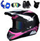 PKFG® Motocross Helm Kinder Pink, Offroad Motorradhelm mit Visier Brille Handschuhe Maske und Helmhaken, Mädchen Motorrad Cross Enduro Helm für Mountainbike MTB Moped Kopf Schutz, S (52~53CM)
