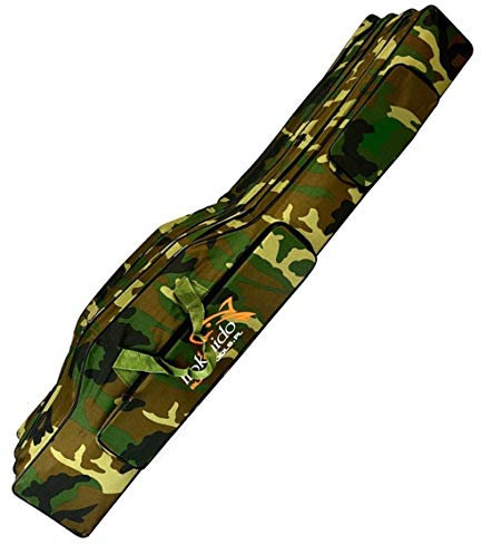 Hokkaido Rutentasche, Rutenfutteral, Angeln Tasche mit 3 Innenfächern für Angelruten, Kescher und Rutenhalter CAMO Farben Länge 80-160CM (130)