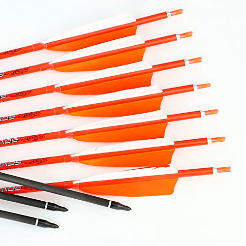 ACCMOS Spine 700 Flechas de Carbono 31 con 4 Pluma Natural, para Arco Largo Arco Recurvo Arco Compuesto Tiro al Arco Caza 6pz (6pcs, Spine 700)