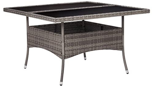 Makastle Quadratisch Gartentisch Stahlrahmen und Glas Tischplatte, Garten Esstisch Balkontisch Terrassentisch Gartenmöbel Tisch Terassentisch Universaltisch, Grau 120 x 120 x 75 cm