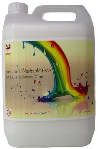 artcraft by anglo 5 Litre PVA Glue for Crafting & Art. White Eco Washable Crafters Glue for Kids Art, School Supplies, DIY Craft Projects & Sticking & Glueing Paper, Cardboard or Collage Art