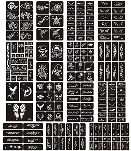 Borsgye Lot de 15 feuilles de tatouages temporaires autocollants de tatouage semi-permanents réutilisables au henné Grande taille pour femmes, filles, enfants, peinture sur le visage, art corporel