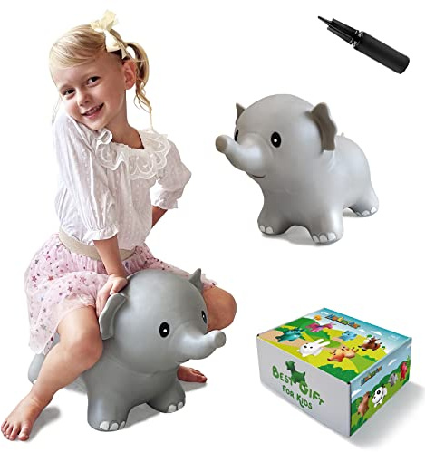 HotMax Bouncy Horse, Inflatable Bouncing Animals Hopper for Toddlers or Kids, Ride on Rubber Jumping Toys for Boy or Girl Birthday Gift(Grey Elephant)