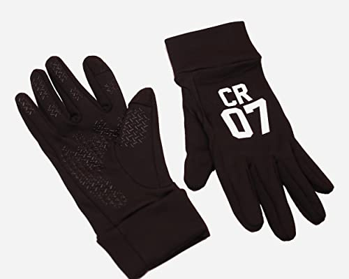 Varsany Guantes de fútbol Personalizados para niños, Impermeables, con Pantalla táctil, térmicos, para Deportes de Invierno, para Ciclismo, Correr, Actividades Escolares (Negro, Mediano)