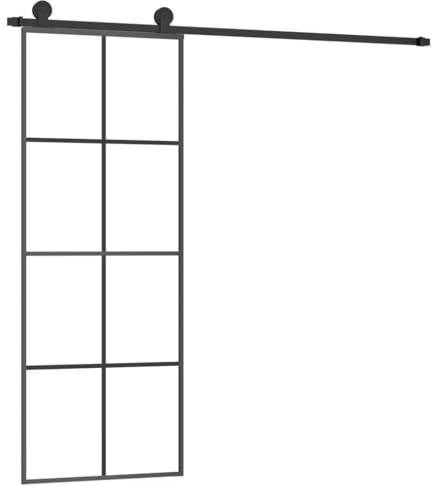 vidaXL Porta Scorrevole con Ferramenta 76x205cm Vetro ESG Alluminio