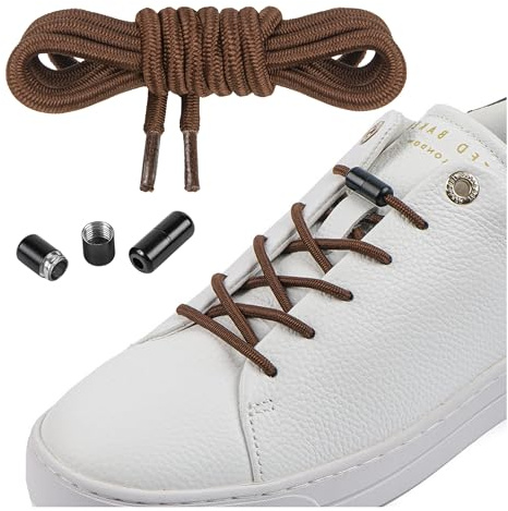 Mount Swiss - Lacets élastiques avec capsules métalliques - Système de laçage rapide - 120 cm - Peut être raccourci individuellement - Avec capsules pour baskets, chaussures de course, chaussures de