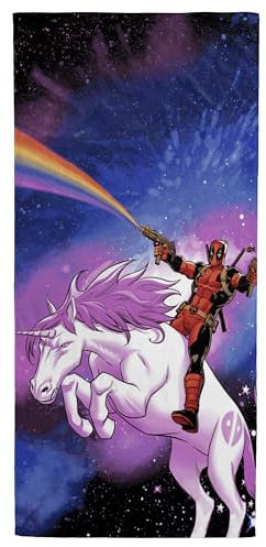 Jay Franco Marvel Deadpool Towel For Bath, Beach & Pool Space Unicorn, 71cm x 147cm