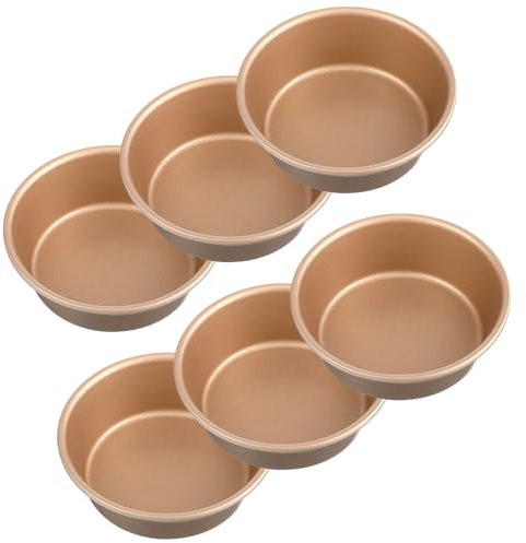 HOFURME 6 PCS Air Fryer Mini Pie Pan Tart Tins, Jumbo Muffin Cupcake Pan 4 Inch Air Fryer Hamburger Bun Mold, Non-Stick Air Fryer Egg Baking Pan Individual Mini Cake Pans for Baking