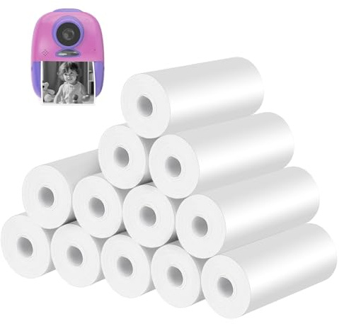 WEXFFU 12 Rolls Thermal Paper Roll Kids Camera, 57mm x 25mm x 5m Thermal Printer Paper, Kids Camera Instant Print Paper, Mini Printer Paper Compatible with Most Kids Print Camera