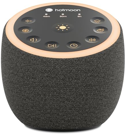 Hotmoon Cocoon - Máquina de sonido para dormir, 2 máquinas de sonido de ruido blanco con 40 sonidos sin bucle, doble altavoz y temporizador, 8 luces nocturnas, ruido rosa, marrón y verde para adultos