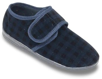 Chums Men's Extra Wide Fit Touch Fasten Slippers, Comfortable, Adjustable Slippers Navy