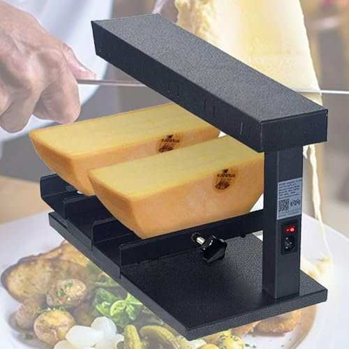 KJHYYPP Fundidor de Queso eléctrico, fundidor Comercial de Parrilla de Queso raclette con Doble área de Calentamiento, máquina de fusión de raclette de Parrilla de Calentamiento