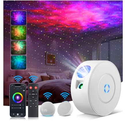Aurviv Smart stjärnhimmelprojektor, wifi-galaxprojektor med fjärrkontroll, app och röststyrning, planetariumprojektor för rumsdekoration