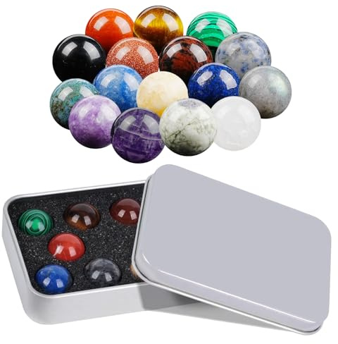 Rbleote 16 Billes Enfant De Verre De 16 Mm Et 1 Sac De Rangement Billes en Verre Colorées pour Machine à Jouer Décoration Végétale