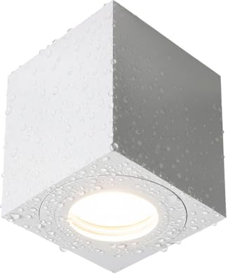 EDO Taklampa GU10 Takspot LARKS Vit – Hermetisk Spotlight IP44 – Ytmonterad Takspotlight Svängbar 80x80x95mm Kvadrat – Downlight för Badrum Vardagsrum Kök – Spot utan GU10 Ljuskälla