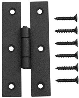 Renovators Supply Manufacturing Pack of 1 Black Wrought Iron H Cabinet Hinge 3 Inch Flush Mount Antique RSF Finish Hardware for Cupboard Wardrobe Furniture Doors