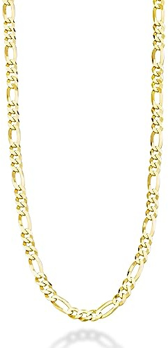 Miabella Italian 18K Gold Plated 925 Sterling Silver 5mm Figaro Link Chain Necklace for Women Men, 925 Made in Italy (16 Inches)