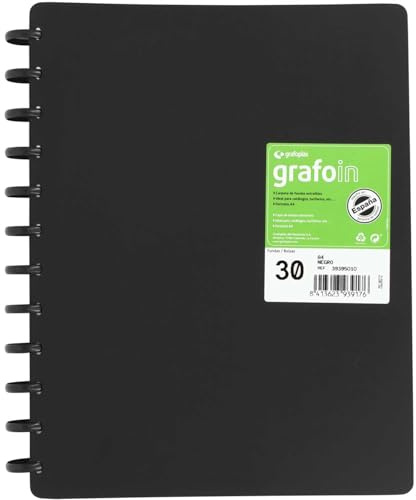 Grafoplas - Carpetas de Fundas Extraíbles, Grafo In, 30 Fundas, A4, Negro, Mecanismo de Discos.
