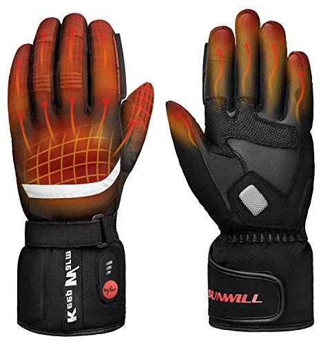 Sun Will Beheizte Handschuhe Wiederaufladbare Motorradhandschuhe wasserdichte Fahrradhandschuhe Damen Herren Handschuhe Winter FüR Skifahren, Jagen, Angeln, Raynaud-Krankheit, Arthritis M