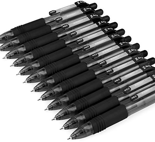 Zebra Z-Grip Smooth Mini-Kugelschreiber, einziehbar, 1,0 mm, Schwarz, 12 Stück