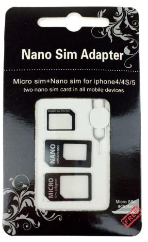 Adaptador Nano SIM 4 en 1 (Nano SIM a Micro SIM Card+ Micro SIM a Standard Card + Nano SIM a Standard Card) + Clip para Quitar la Tarjeta SIM Gratuita Universal para Todos los Smartphones o tabletas