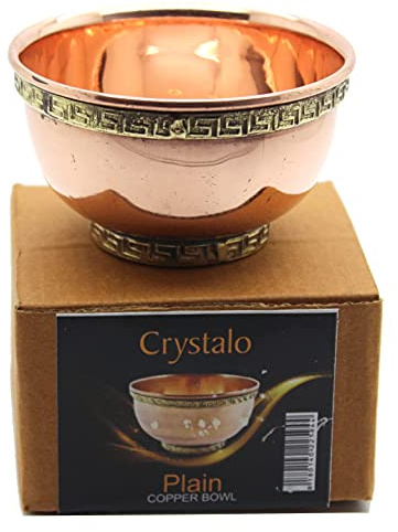 Crystalo - Copper Offering Bowl, 3 Inch Diameter, Great for Altar use, Ritual use, Incense Burner, smudging Bowl, Decoration Bowl, Offering Bowl (Plain)
