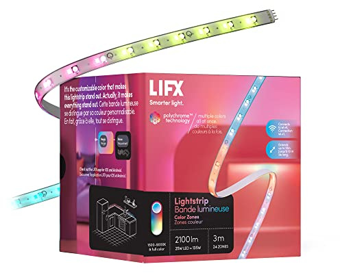 LIFX Lightstrip Color Zones, Wi-Fi Smart LED Light Strip, Full Color with Polychrome Technology™, No Bridge Required, Compatible with Alexa, Hey Google, HomeKit and Siri, 120 Kit
