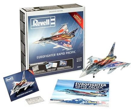 Revell Modellbausatz I Geschenkset Eurofighter Pacific Exclusive Edition I Flugzeug Bausatz I 130 Teile I Maßstab 1:72 I für Kinder und Erwachsene ab 13 Jahren