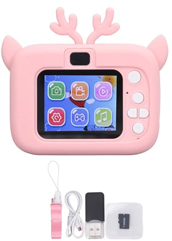 HEEPDD Appareil Photo Numérique, Minuterie Vidéo ABS Silicone 20MP Caméra pour Enfants 2 Pouces Affichage Couleur USB pour Jardin (Rose Jaune)