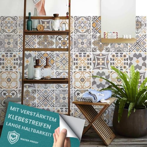RE-COVERTILES - Fliesenaufkleber Küche und Bad PVC-Klebefliesen Regenmäntel Kratzfest Stickers Dekoration Wand Zementfliesen Peel and Stick - Modell 12 Stücke 15x15 cm PS00164 Made in Italy