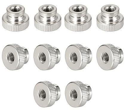 sourcing map Knurled Thumb Nuts, 10Pcs M8 1.25mm Pitch Round Knobs Fasteners for 3D Printer Parts, Silver Tone