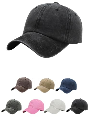 Aomig Gorra Vaquera Vintage, Gorra de béisbol Ajustable Unisex, Gorra Mujer en Apariencia gastada para Casuales Running Beisbol Tenis Golf, Negro