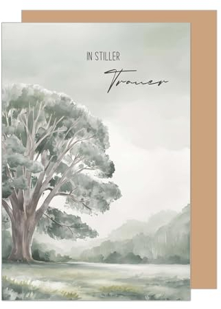 Edition Seidel Premium Trauerkarte mit Umschlag. Beileidskarte Trauer Karte In stiller Trauer Aufrichtige Anteilnahme Abschied letzter Gruß Mitgefühl Baum Landschaft (T1182 SW024)