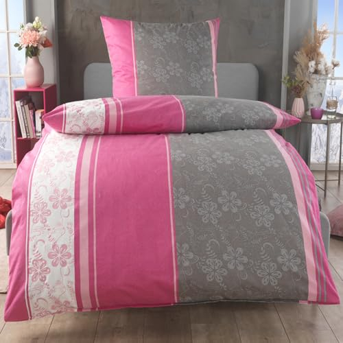 MALIKA 2 teilige kuschelige Baumwolle Soft Fein Biber Bettwäsche 135x200 + 80x80 Kissenbezug, flauschig warme Winter Bettbezug, Größe:135x200 + 80x80 cm, Design - Motiv:Design 1