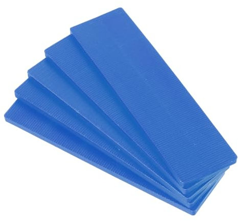 QUARKZMAN 50pcs Cuñas Plásticas, 100x28x5mm (L*An*Grosor) Espaciadores de Plástico Cuñas para Azulejos Placas de Compensación Niveladores Flexibles para Ventanas Muebles Puerta, Azul