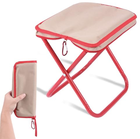 MmmLucipor Tabouret Camping Pliable Portable, Tabouret Pliable Camping, Tabouret Pliant d'Extérieur, Siège Pêche, léger, capacité Charge 90kg, pour Voyage, la randonnée, Pêche,Jardin,BBQ,Plage(Rouge)