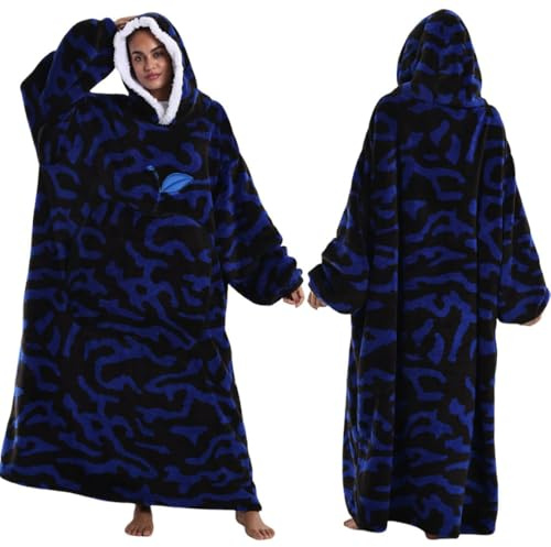 Seogva Extra Long Wearable Blanket Hoodie, Oversized Blanket Sweatshirt for Women and Men, Super Warm and Cozy Giant Hooded Sweatshirt with Sleeves and Giant Pocket