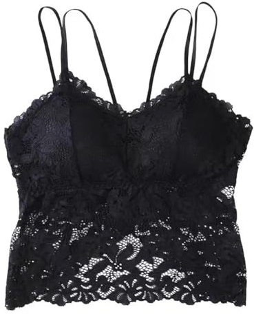 DIFLAX Top Corto Pizzo Donna, Scollo a V Senza Maniche, Estivo Aderente Crop Top, Per Festival Y2K