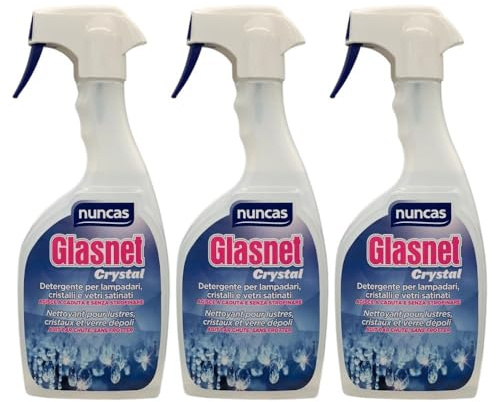 Detergente per Lampadari, Cristalli e Vetri Satinati, Agisce a Caduta e Senza Strofinare, 500ml (3 Unità)