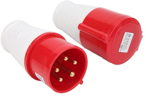 CYSFETENA 3 Phase 5 PIN Waterproof Industrial Connector, 3P+N+E IP44 Industrial Plug Connector Socket Set, 380‑415V 32Amp Plug for Industry, Airport, Dock, Metallurgy