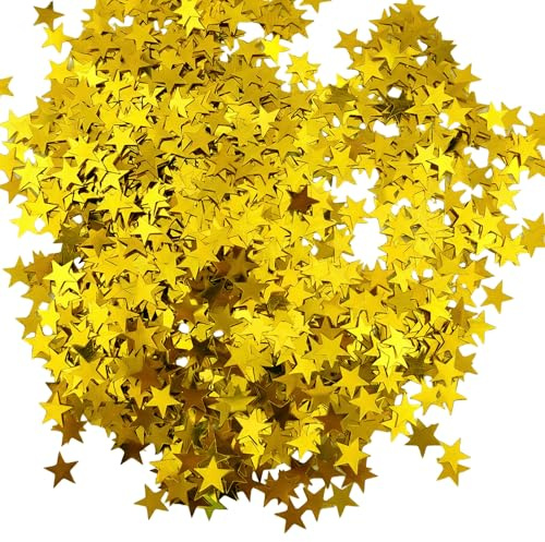 soitzhoc Confetti Gold Star stelline dorate | 60 g, 1 cm, carta colorata sparsa, stelle glitterate stelline decorative | Adatti per compleanni, matrimoni, feste, decorazioni natalizie (Gelb (60 g))