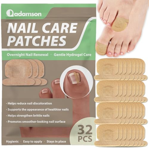 Parches para Hongos en las Uñas de los Pies, Hydrogel, 32 Uds | Actúan Mientras Duermes, Ayudan a Reducir la Decoloración Visible en Uñas Frágiles o Dañadas, Fácil Aplicación y Retiro
