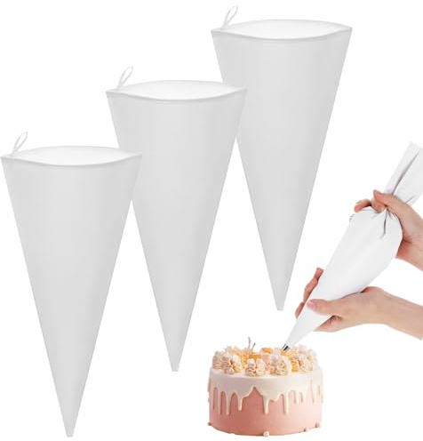 4er-Pack wiederverwendbare Spritzbeutel für Gebäck – 30 cm große Spritzbeutel aus Leinenstoff zum Verzieren von Kuchen, wiederverwendbare und Einweg-Spritzbeutel für Gebäck und Kekse, Backzubehör