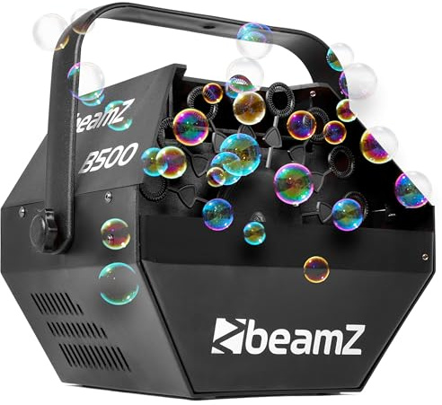 BeamZ B500 Maquina Burbujas, Bubble machine, Pompero Automático, 40W potente ventilador soplador. Genial para Fiestas Infantiles, Juegos, Niños/as, Exterior, Jardín, Cumpleaños, Bodas