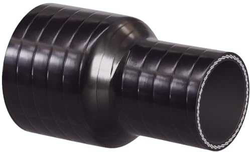 Straight Reinforced Silicone Reducer Inlet Connector Hose for Air or Water - ID: 38mm > 25mm - Black