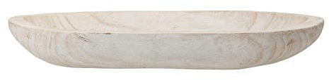 Bloomingville Hand-Carved Paulownia Wood Bowl with Whitewashed Finish