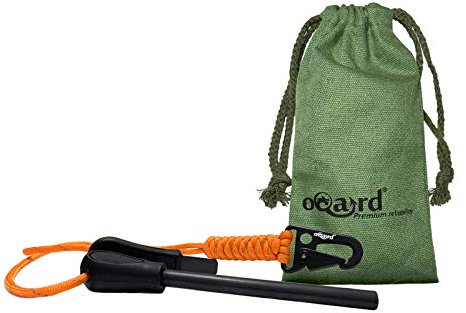 Oqard Reflective Paracord Fire Starter with Clip Hook - Orange