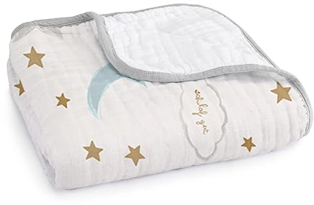 Mama Poppins | Babydecke Kuscheldecke mit süßem Schriftzug Träum Schön aus 100% Bio-Baumwolle. 4-lagig, extra weich, 120x120 cm. Pucktuch, Stilltuch, Krabbeldecke und Kinderwagendecke