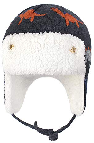 Kinder Winter Fliegermütze Trappermütze Winddicht Warm Wintermütze mit Ohrenklappen Mädchen Jungen Schirmmütze Pilotenmütze Warm Cartonn Earflap Hut mit Bindebändern 2-4 Jahre alt